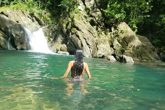 Aripo Waterfall Adventure - Swimming at Aripo River, turquoise water, fish, and the lifejacket