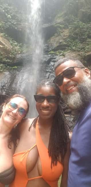 Trinidad: Avocat Waterfall and Maracas Bay Beach Tour - Plunge pool time at the base: the best kind of refresh